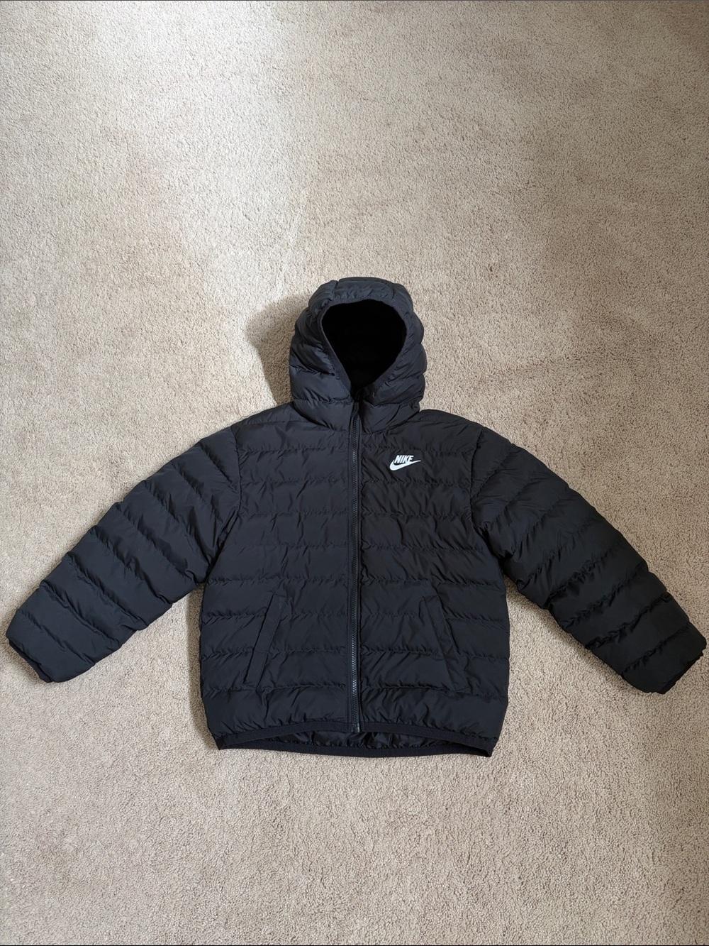 Nike Black Hooded Kids Puffer Jacket